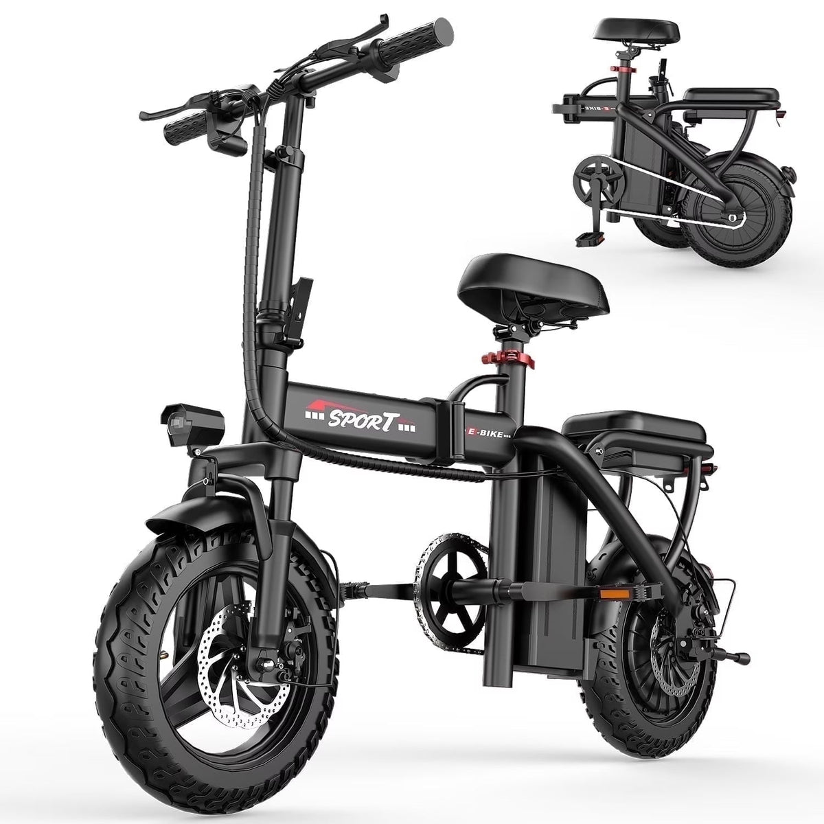 14 in Electric Bike with Dual Front Suspension 500W Folding Ebike, Up to 25Miles 20MPH, 48V Removable Lithium-Battery, 14 in Foldable Commuting...