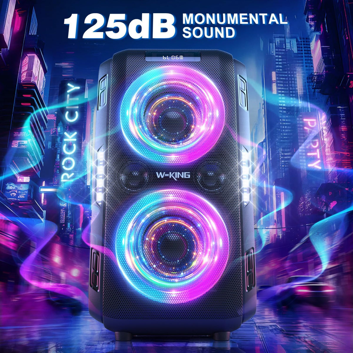 Peak Party Large Wireless Speaker - Maximum Volume Amplifier / 12 Custom Low-End Units / Up to 125 Decibels for 6.5-inch x 2 Low-End Speakers / Deepest Bass Effect, Large Portable Wireless Speaker, IPX5 Water Resistance Rating / Microphone Jack / RJ