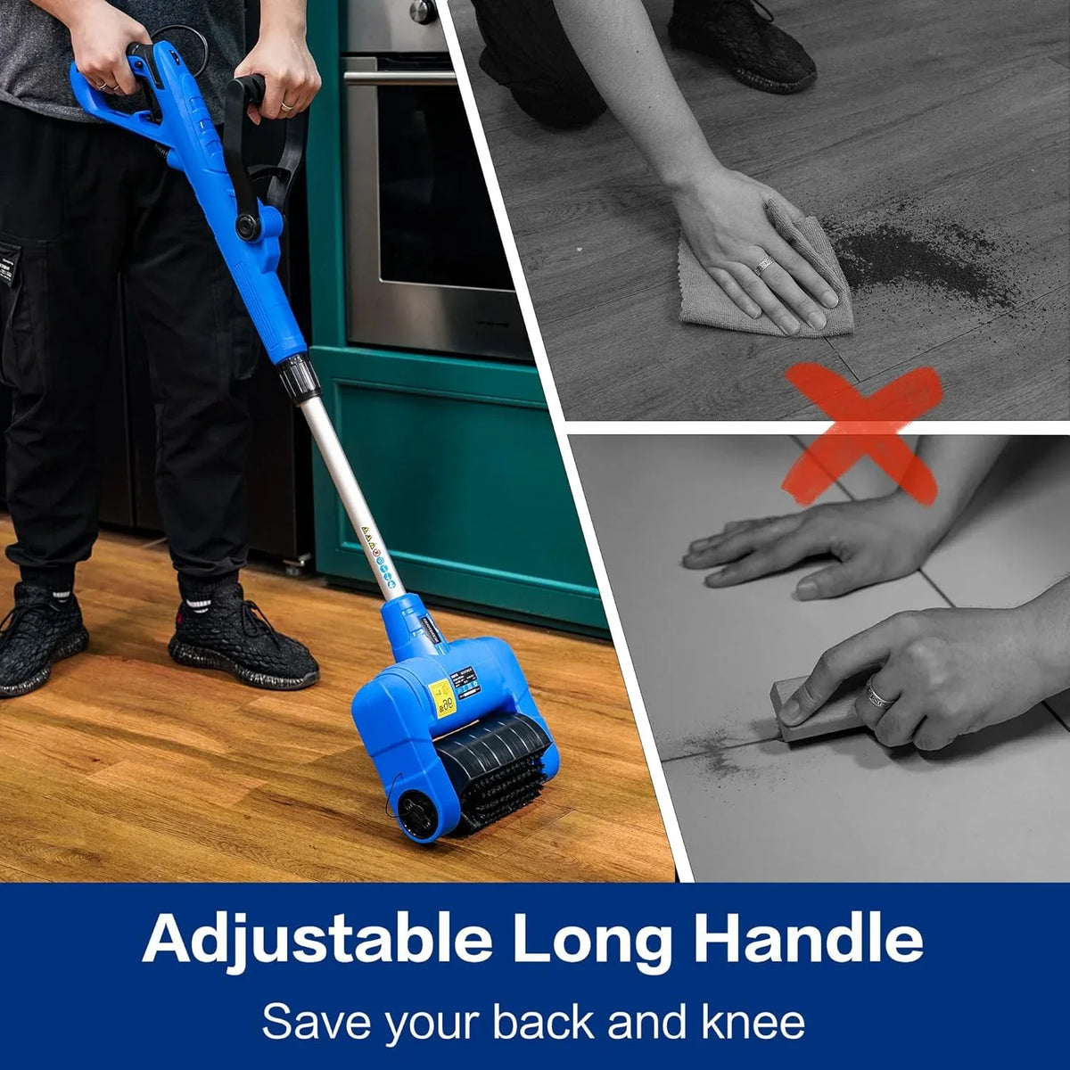 Grout Cleaner Machine with Grout Brush,Heavy Duty with Wire Surface Brush,Standy Safety Grout Scrubber,Moss,Weed Between Floor Tiles,Patio,Board,Bricks, (Outdoor Bundle)