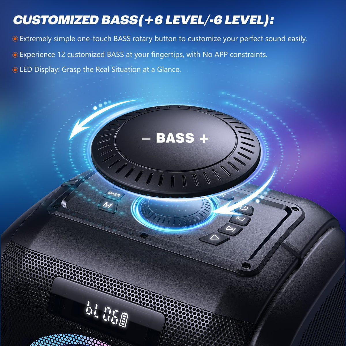 Peak Party Large Wireless Speaker - Maximum Volume Amplifier / 12 Custom Low-End Units / Up to 125 Decibels for 6.5-inch x 2 Low-End Speakers / Deepest Bass Effect, Large Portable Wireless Speaker, IPX5 Water Resistance Rating / Microphone Jack / RJ