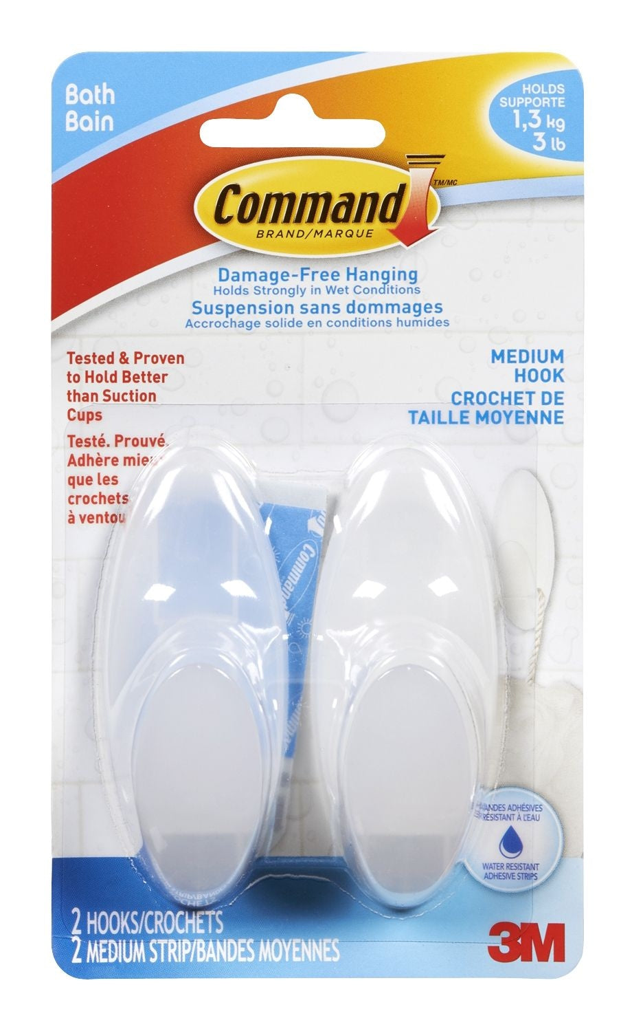 Medium Bathroom Hook, 2-pk