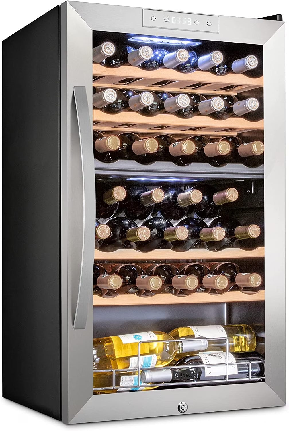 Schmecke Wine Fridge, Dual Freestanding Wine Refrigerator, 33 Bottle Wine Cooler