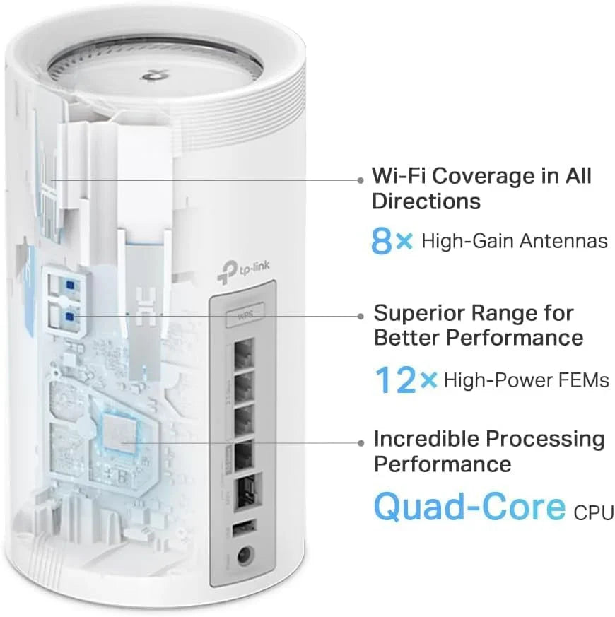 Dual-band WiFi 7 networking system (Deco BE25) - Supports over 150 devices, 5GHz/2.4GHz frequency bands, 2.5Gbps ports, MLO technology, 4K-QAM function, home security protection system, universal compatibility (3 sets)