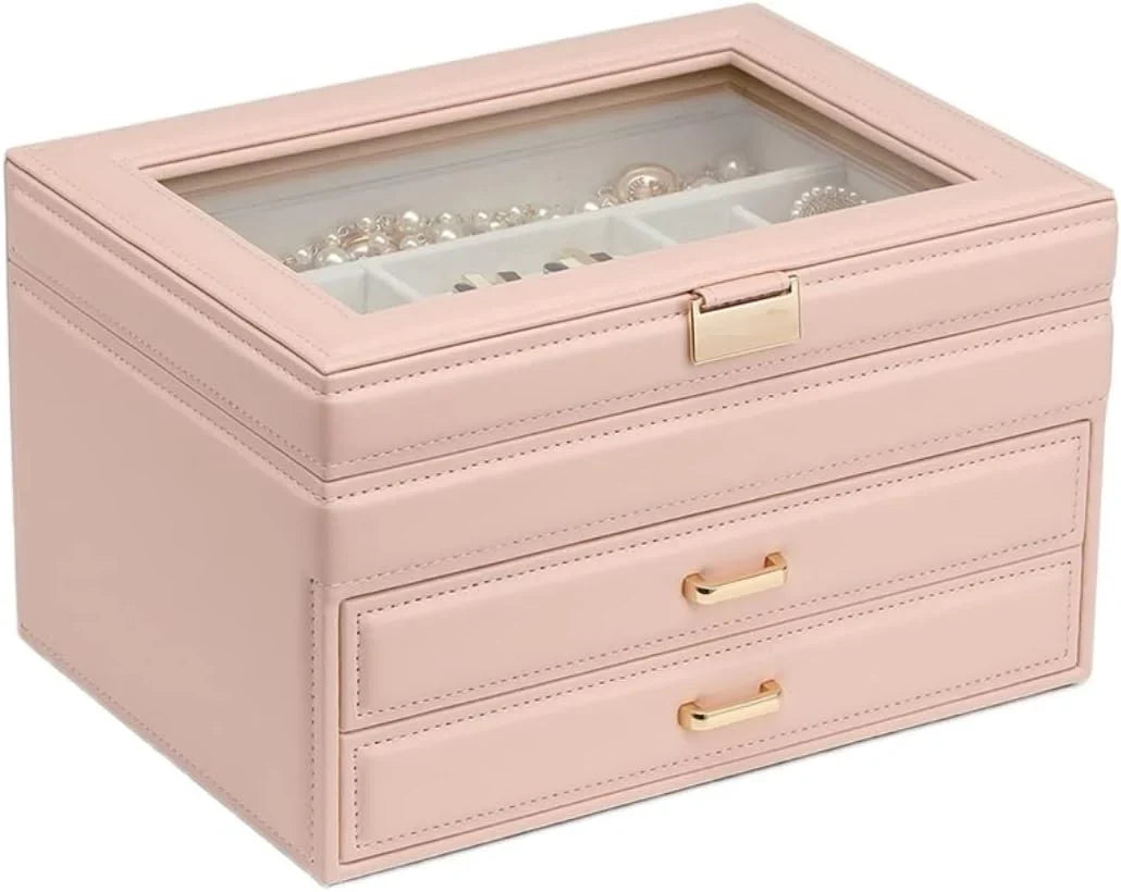 Jewelry Box Jewelry Case PU Leather Jewelry Box Jewelry Storage Box Earring Ear Stud Ring Necklace Organizer Case Jewelry Organizer