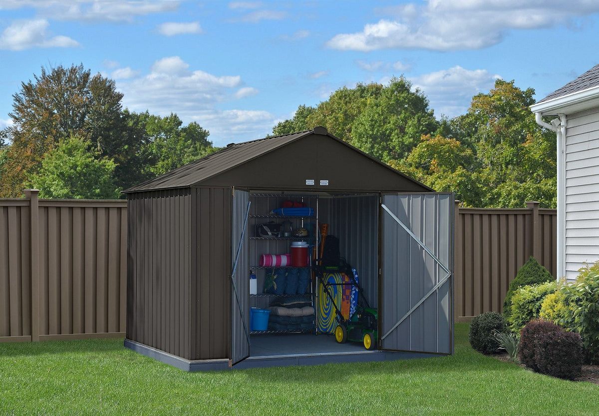 Arrow EZEE Galvanized Steel Storage Shed, Charcoal, 10-ft x 8-ft