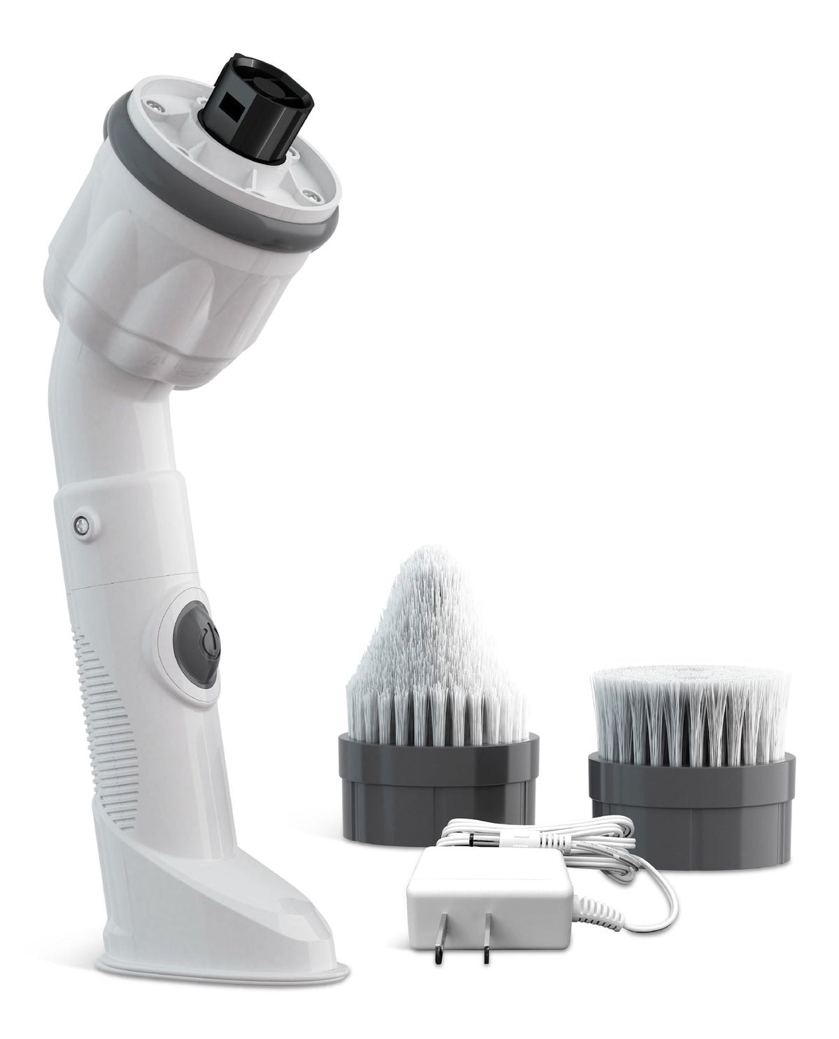 Max Powerful Handheld Scrubber with 2 Brush Heads, Compact, White