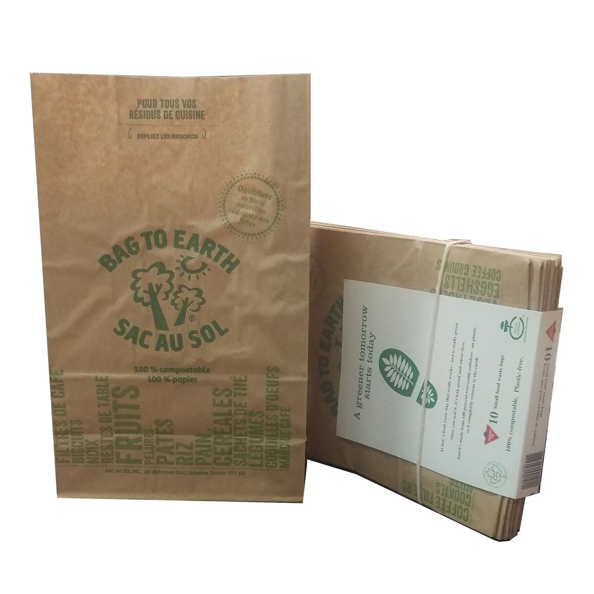 Small Organic Compostable and Biodegradable Food Waste Bags, 10-pk, 5.5-L