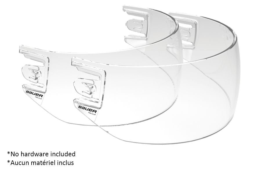 Pro-Clip Straight Hockey Helmet Visor Replacement without Clips, Junior/Senior, Clear, 2-pk