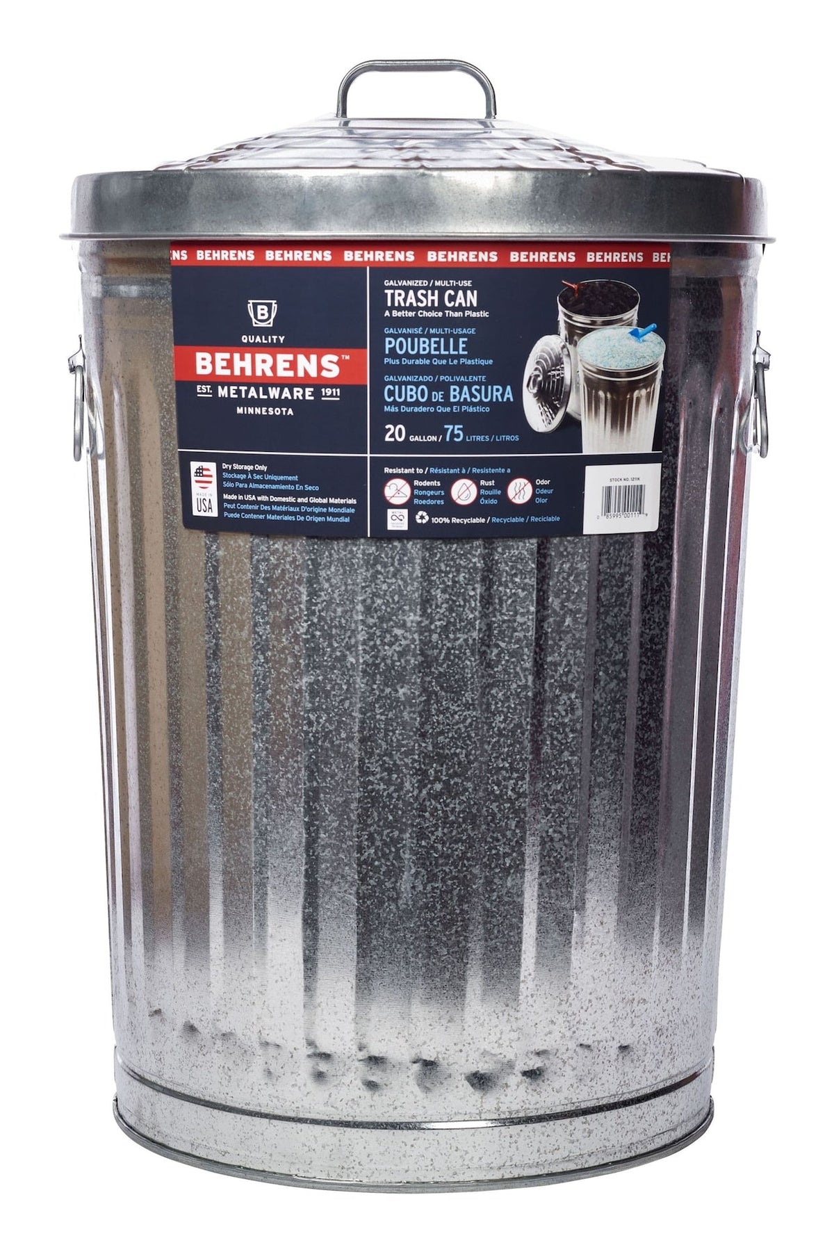 Galvanized Steel Circular Multi-Purpose Garbage Can, 75-L (19.8 US gal)