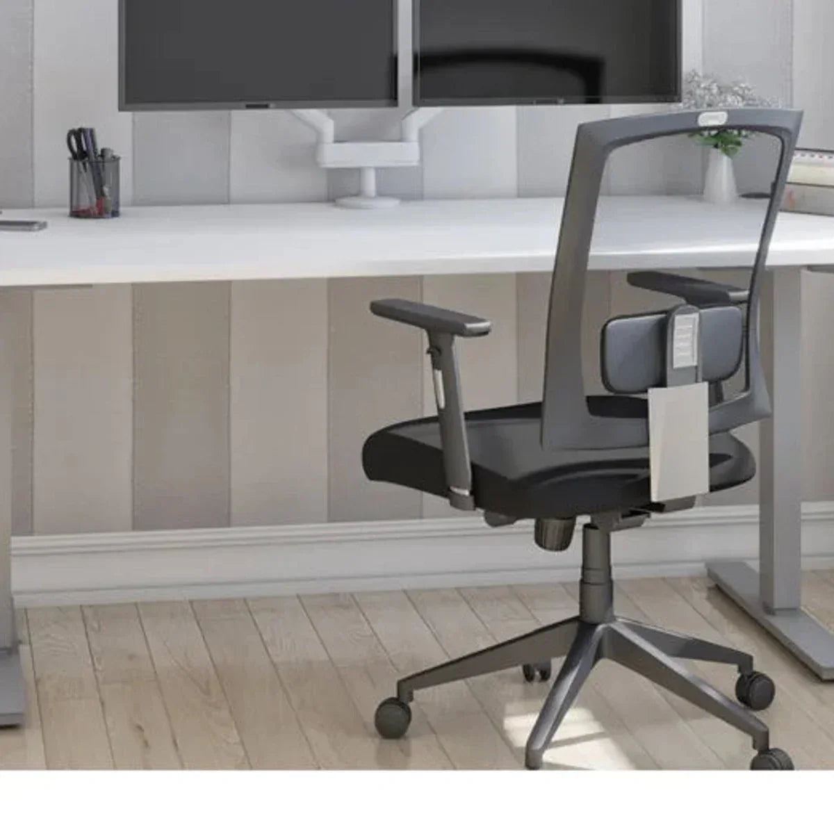 Bestar Upstand 76.2 cm x 182.9 cm (30 in. x 72 in.) Height Adjustable Desk with Dual Monitor Arm