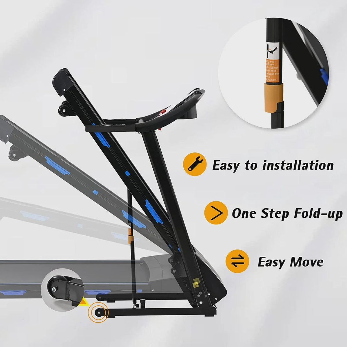 3.5HP Folding Treadmill with 15% Auto Incline 12 Preset Programs for Running Walking Exercise, 330LB Capacity, Double Running Board Shock...