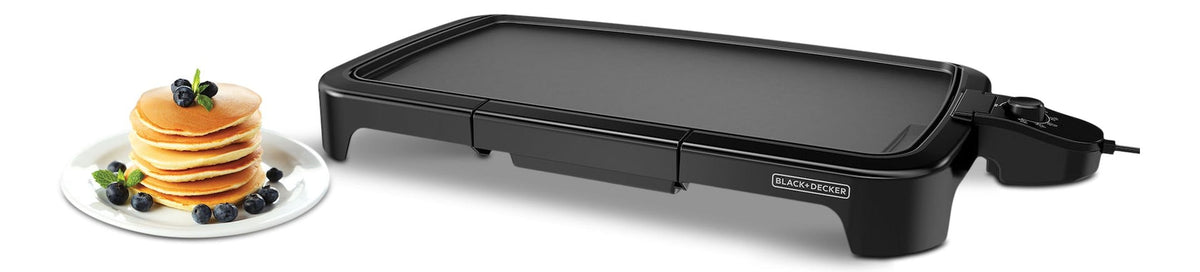 Family Sized Electric Griddle, Black, 20-in x 11-in