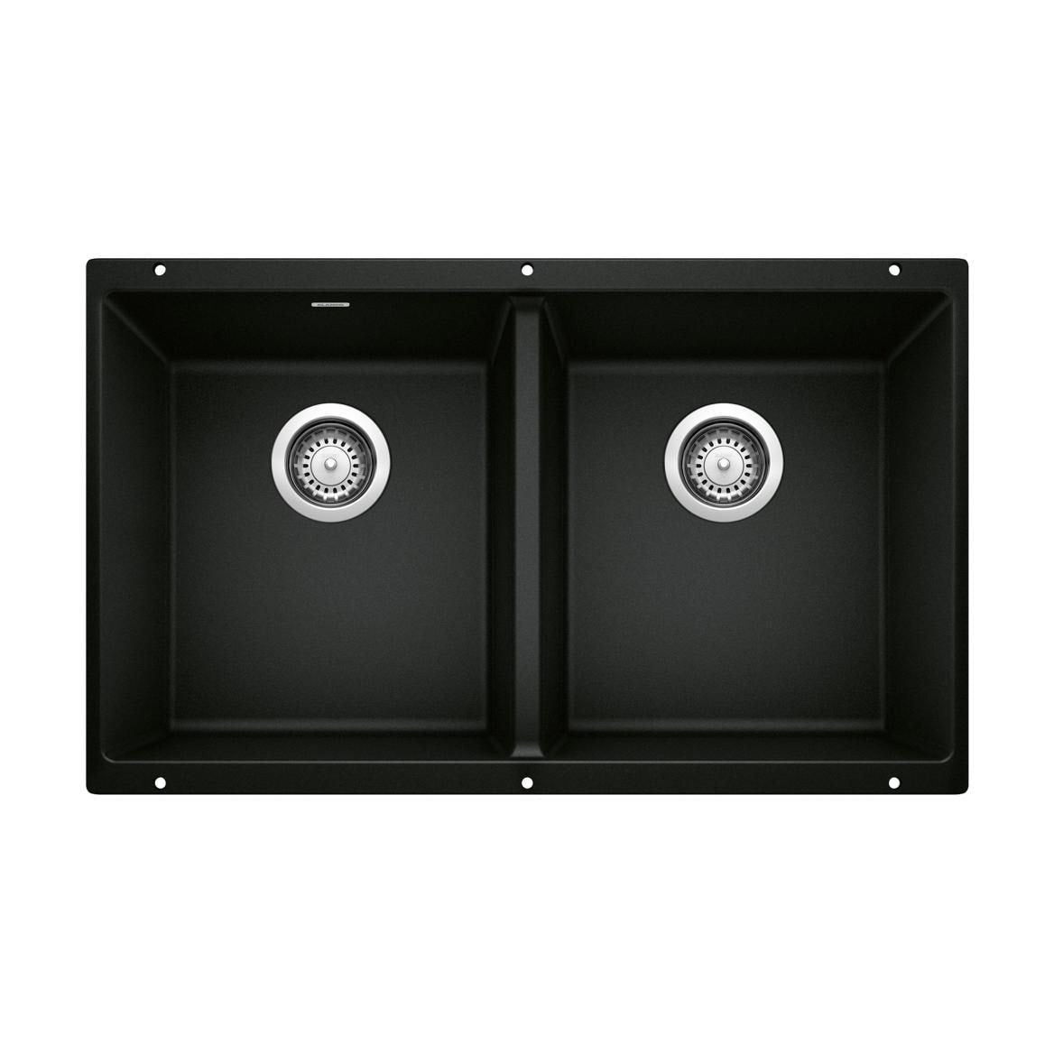 Precis 29-in 50/50 Double Bowl Undermount Kitchen Sink, Coal Black