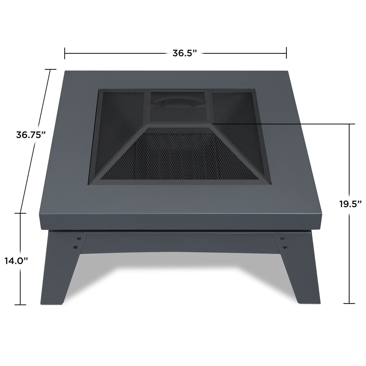 Breton Square Steel Wood Burning Fire Pit in Gray, 37-in
