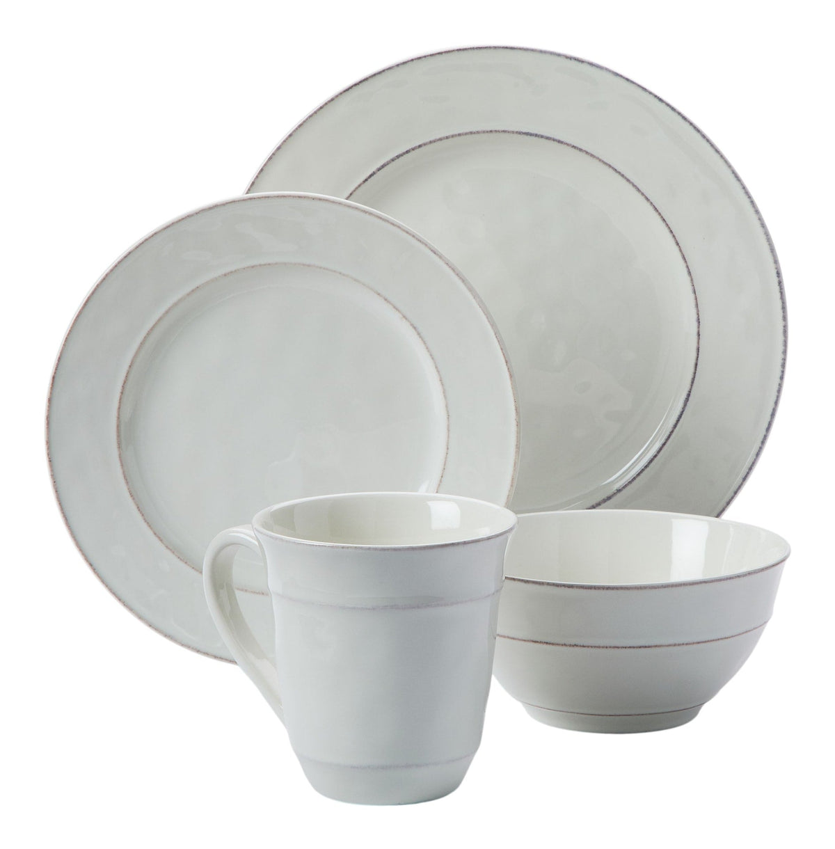 CANVAS Gablehurst Stoneware Dinnerware Set with Mugs, Serves 4, 16-pc, Cream Reactive Glaze
