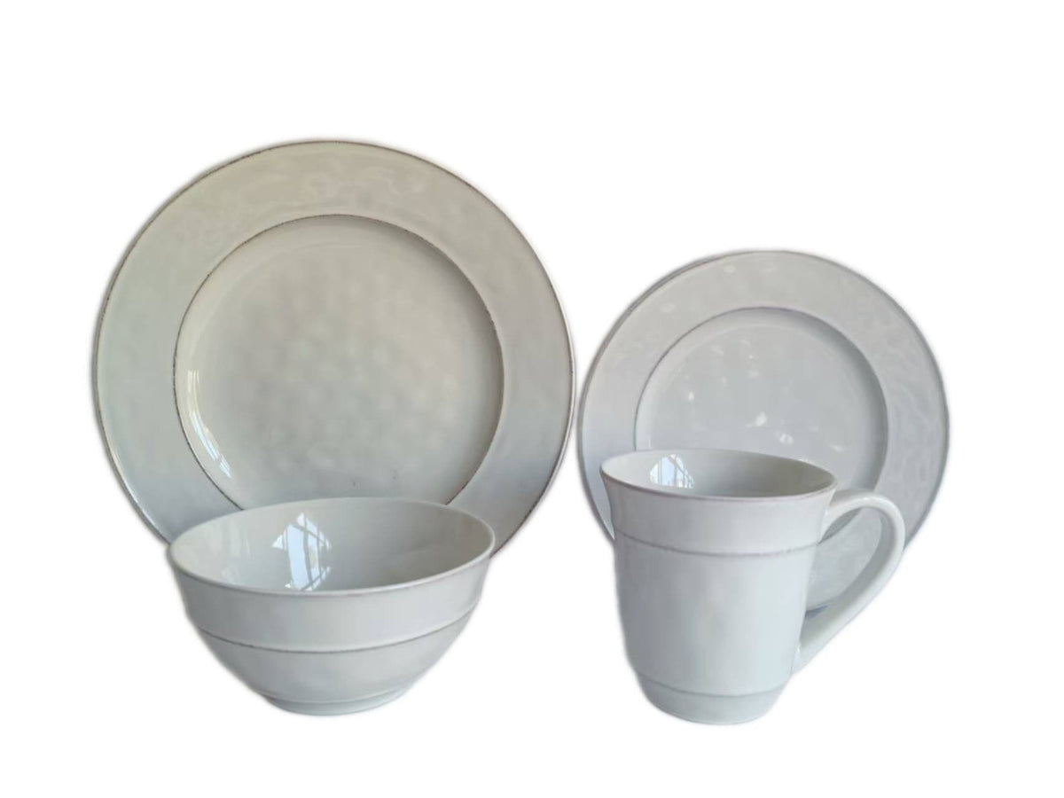 CANVAS Gablehurst Stoneware Dinnerware Set with Mugs, Serves 4, 16-pc, Cream Reactive Glaze