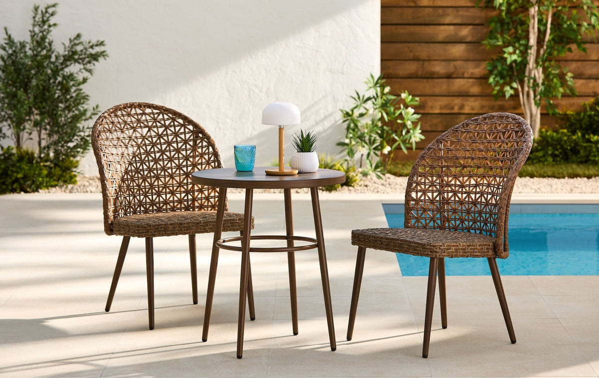 CANVAS Grayling Wicker Outdoor Patio Chat Set with Padded Cushions, Brown, 3-pc