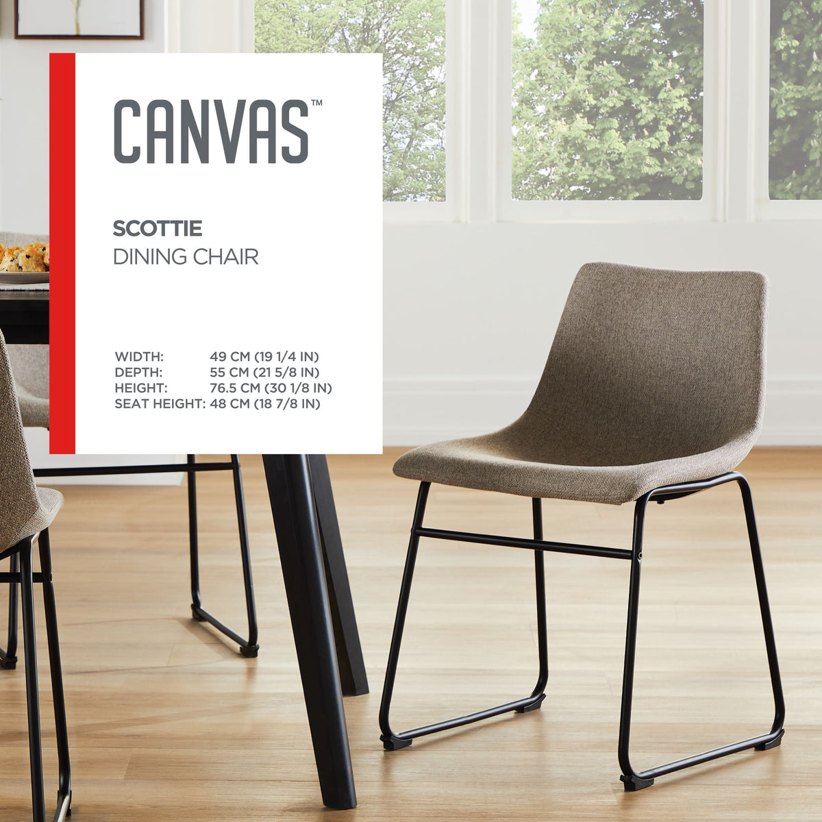 Canvas Scottie Modern Fabric Dining Chair, Dark Grey