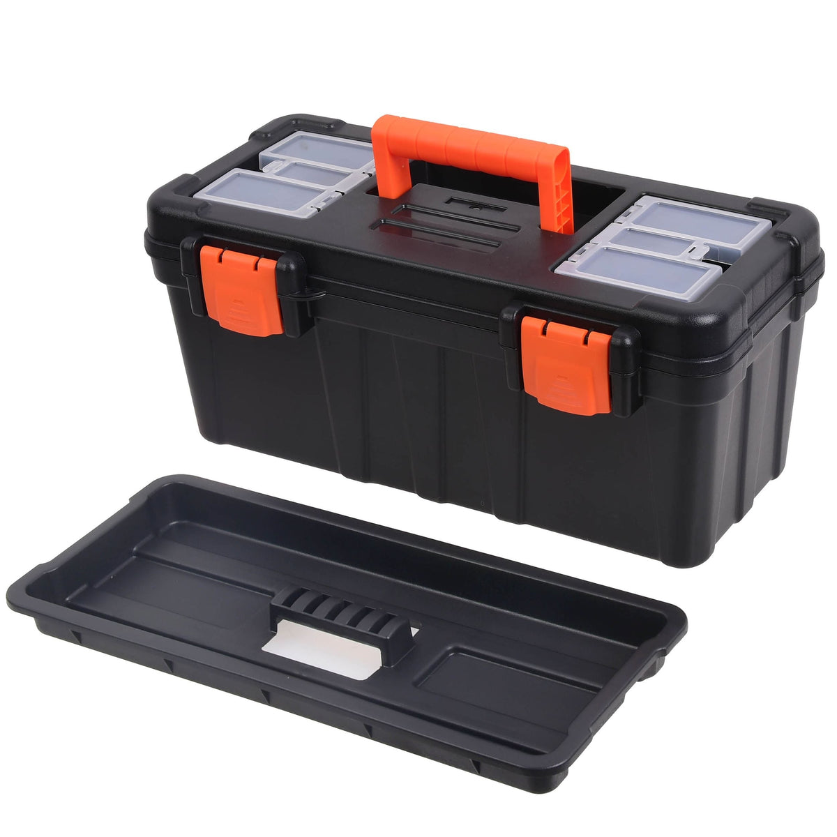 Certified Portable Plastic Tool Box with Removable Tray, 20-in