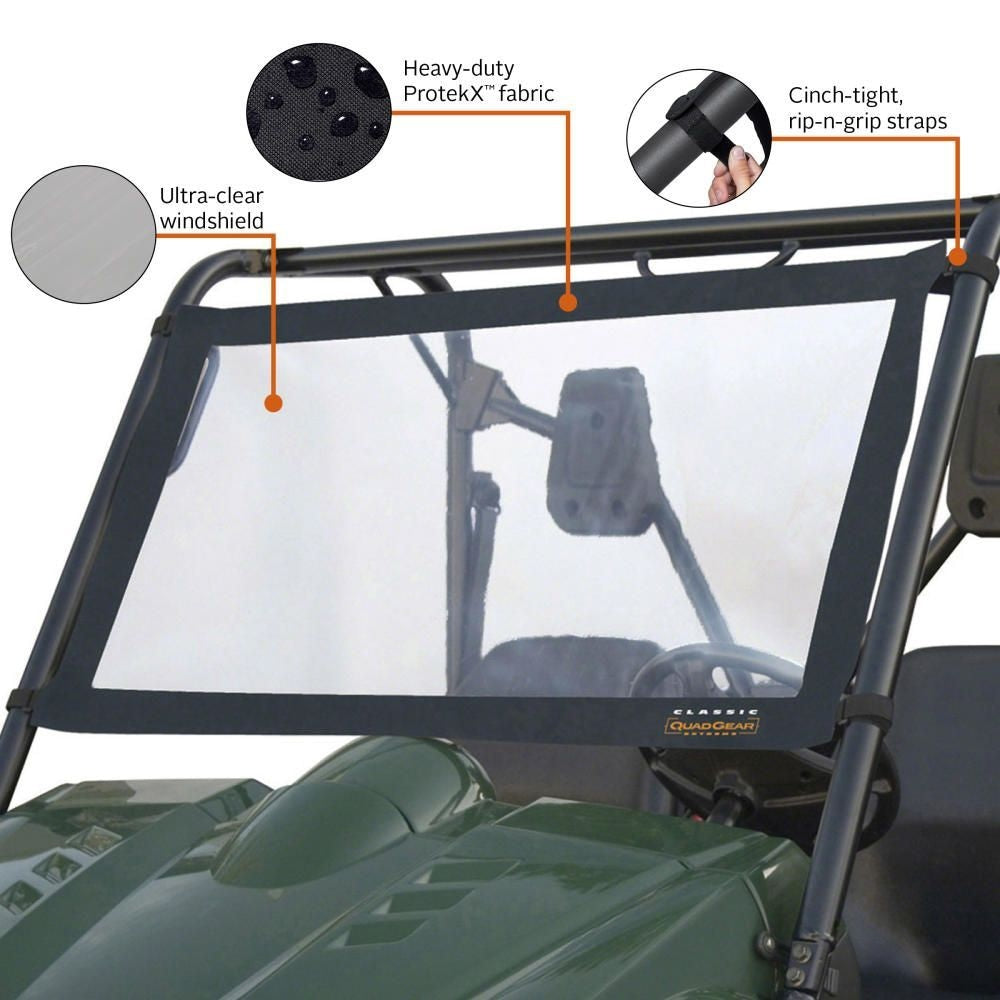 78627 UTV Windshield for Mule 2500/3000 & Ranger, Black