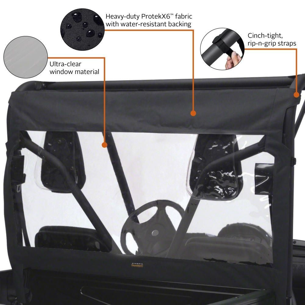 78637 UTV Rear Windshield for Rhino, Black