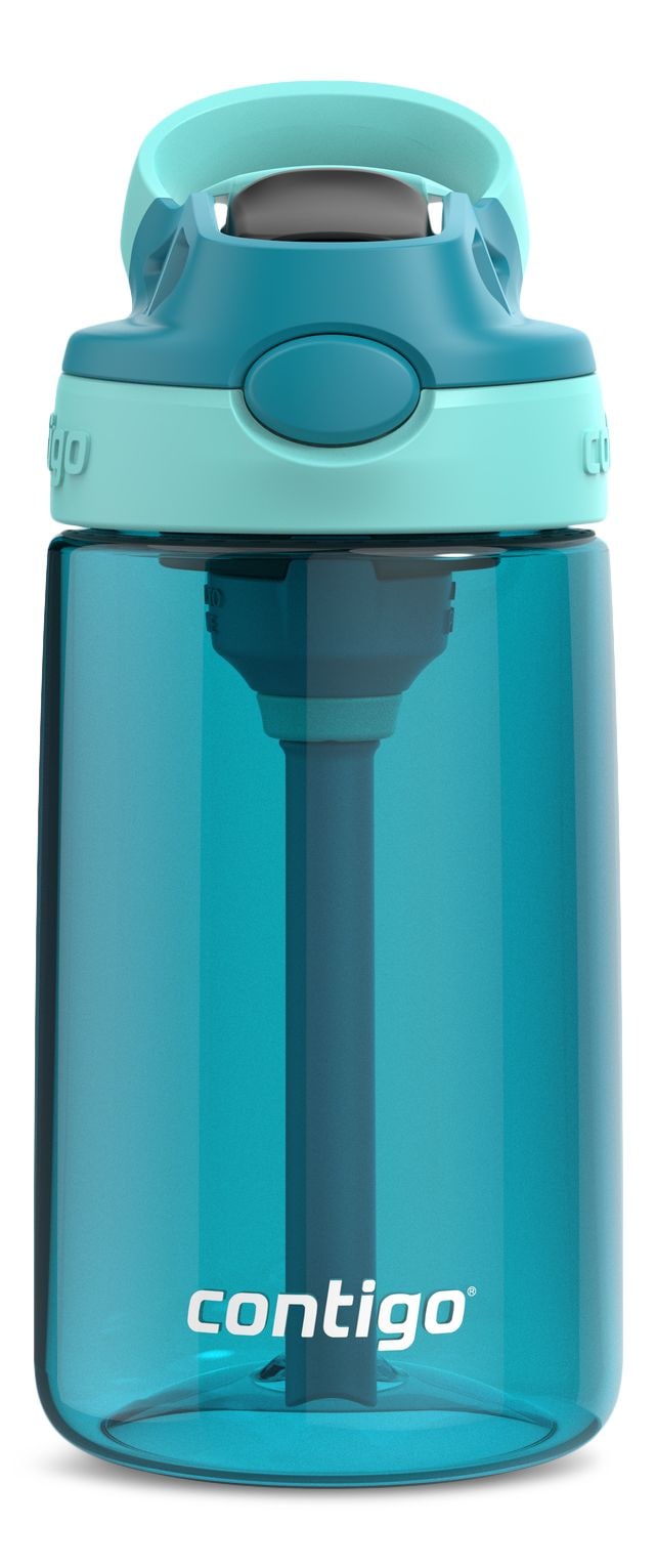 Aubrey Kids' Water Bottle, 14-oz, Juniper/Jade, with Lid & Straw