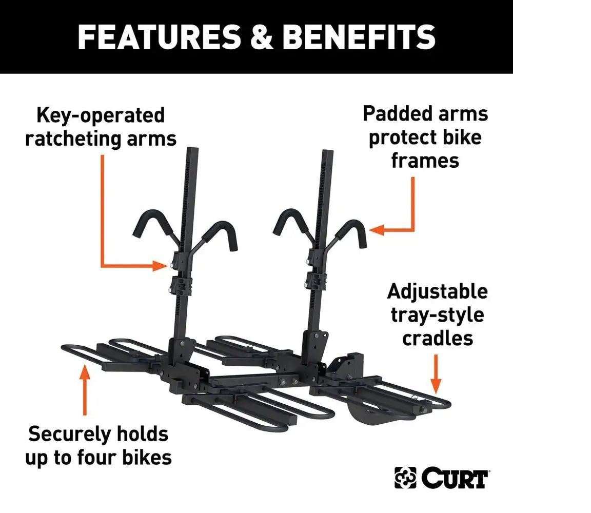 18087 Tray-Style Hitch-Mounted Bike Rack (4-Bike, 2-in Shank)
