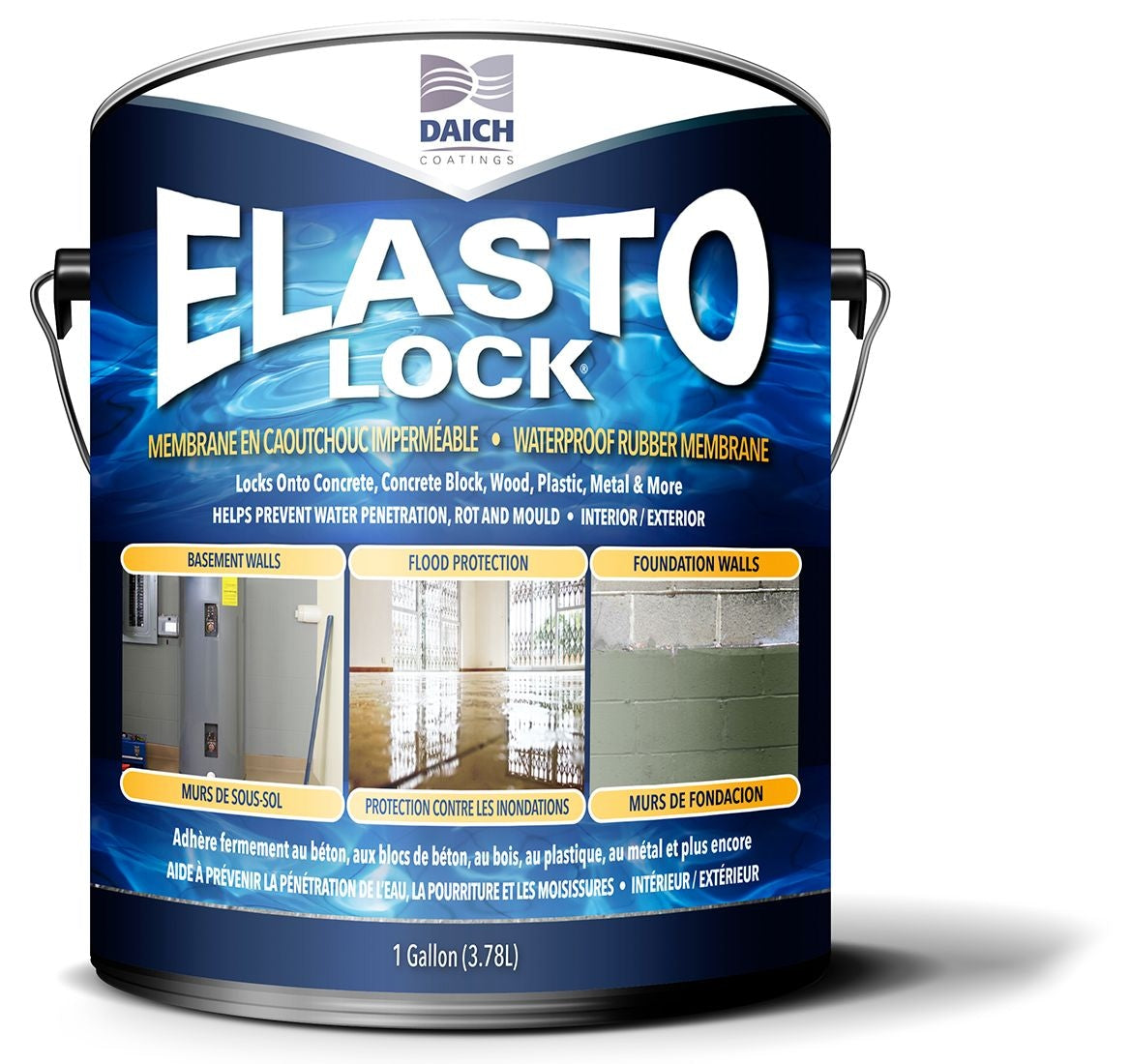 Coatings Elasto-Lock Damp-Proof Rubber Membrane, 3.78-L/1-Gallon
