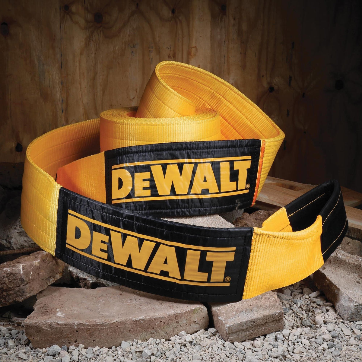Heavy-Duty 75000-lb Break Strength Looped End Recovery Strap, Yellow, 6-in x 30-ft