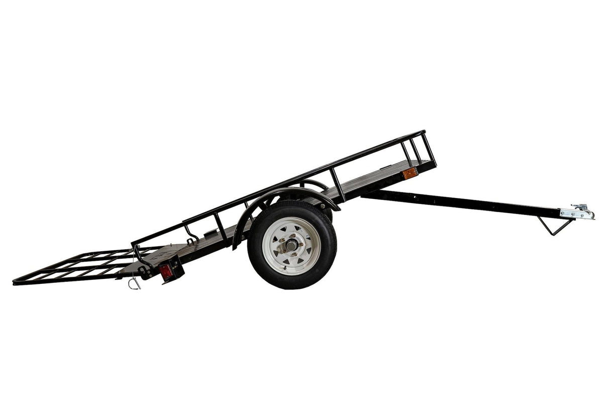 by Marlon 4x6-ft Single-Axle Black Open Rail Utility Trailer with Ramp Gate, 1314-lb Capacity