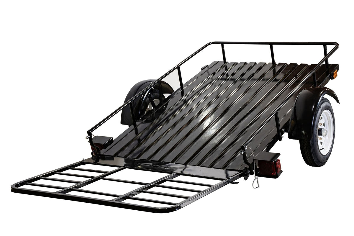 by Marlon 4x6-ft Single-Axle Black Open Rail Utility Trailer with Ramp Gate, 1314-lb Capacity