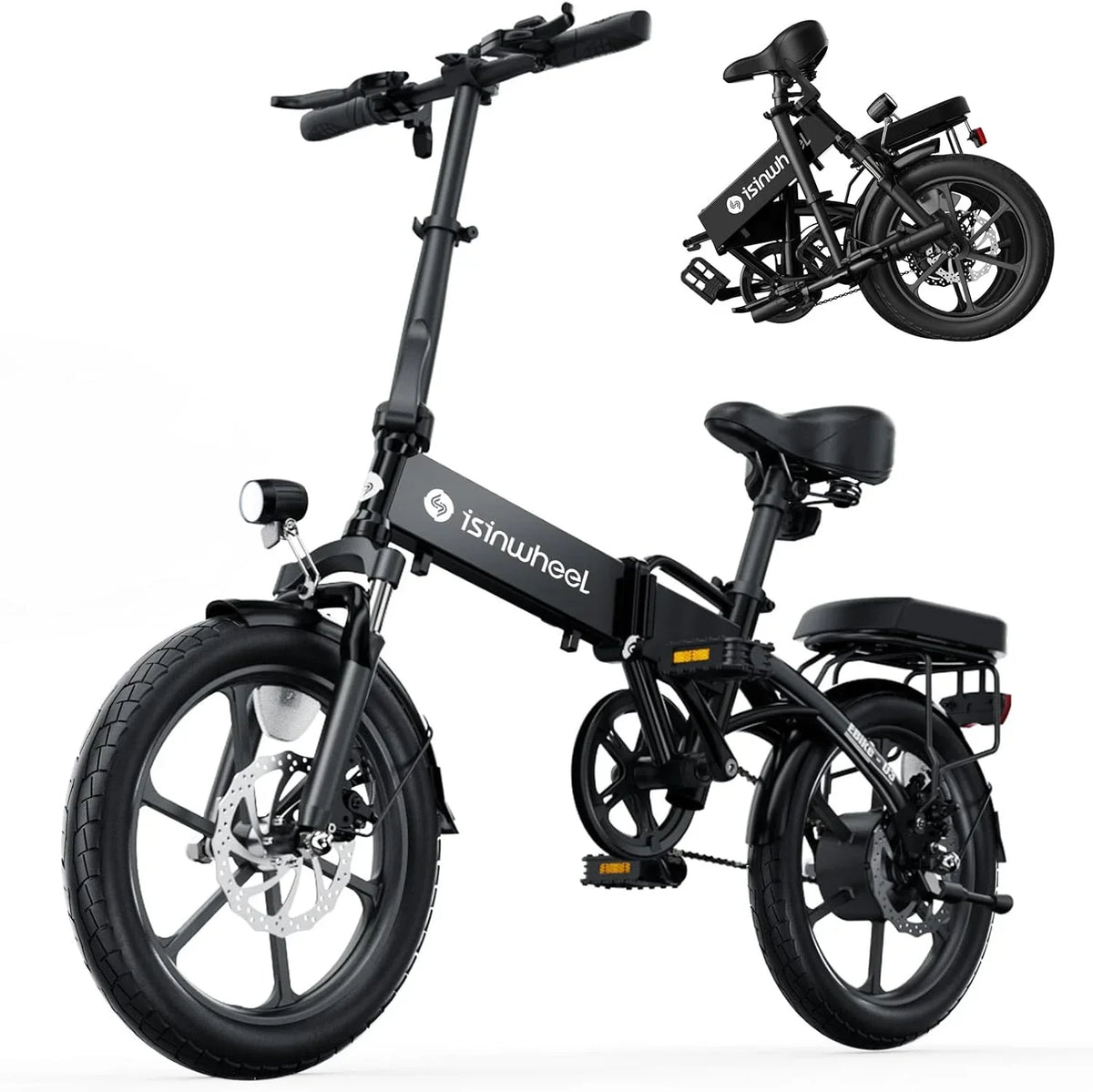 Electric Bike for Adults 500W Motor, 20 mph Folding Ebike, 14"/16"/20" Adults Electric Bicycles with Smart Uphill, 280.8Wh Battery, 25 Miles PAS Range, Mini E Bikes for Adults and Teens-isinwheel