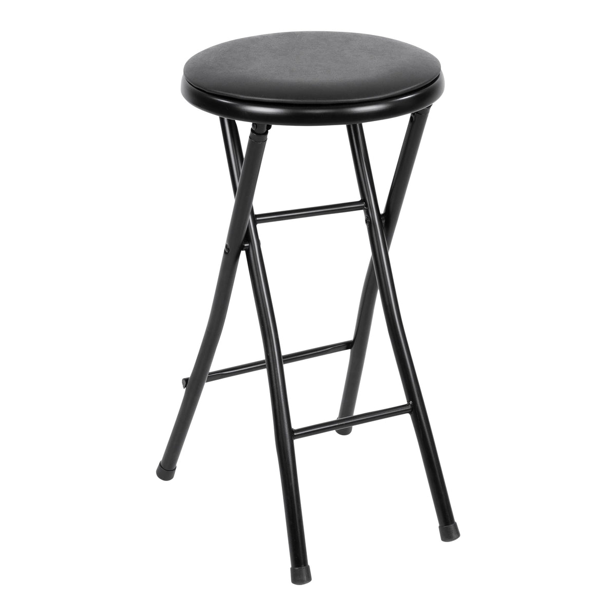 Black Foldable Stool with Vinyl Padding