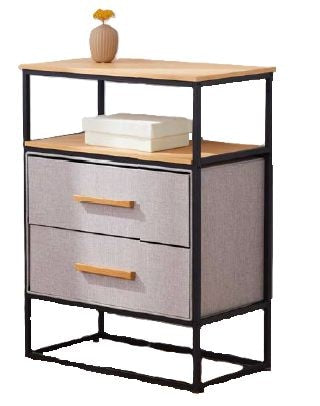 Fabric 2-Drawer 1-Shelf Storage Organizer, Wood