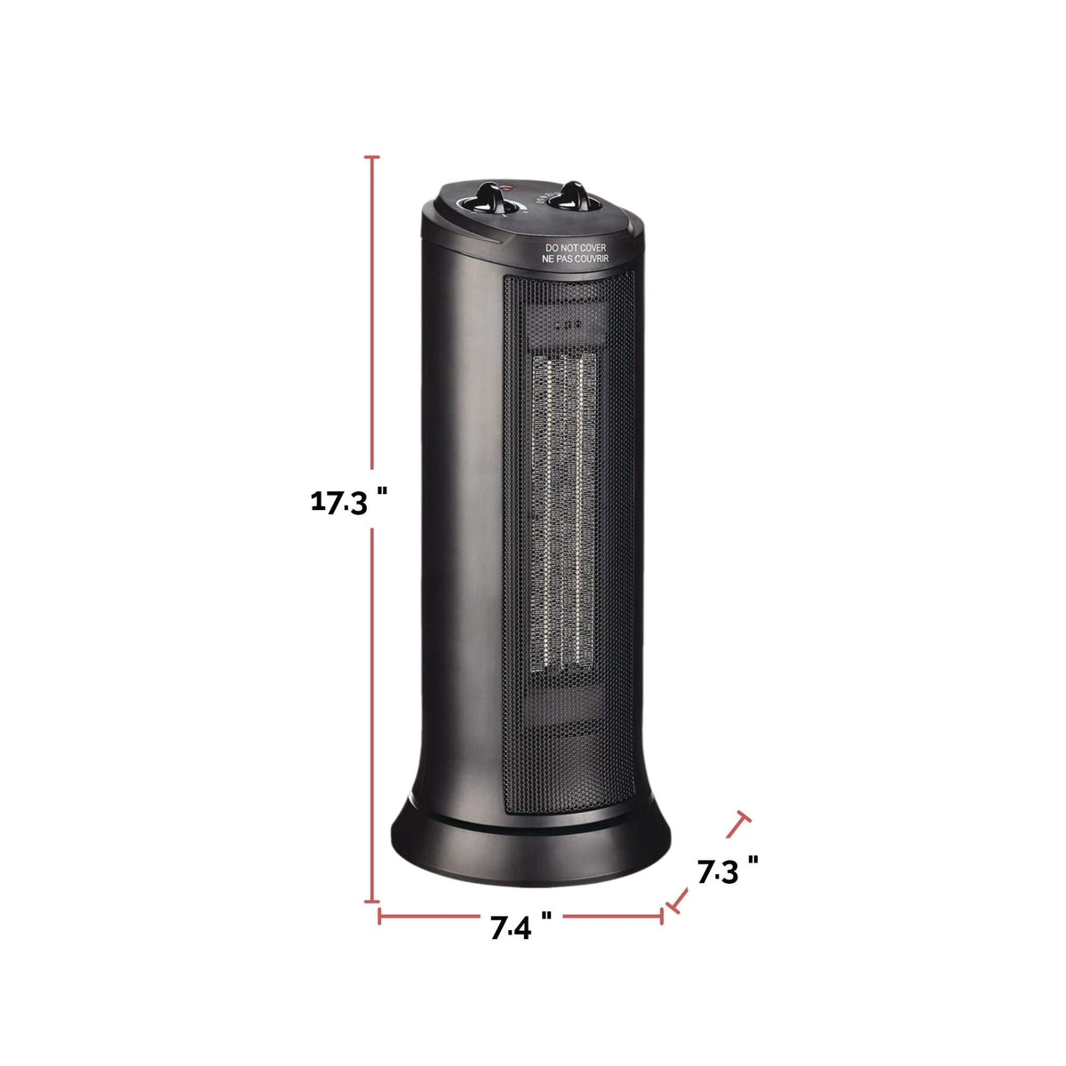 Oscillating Tower Ceramic Space Heater withThermostat, 1500W, Black