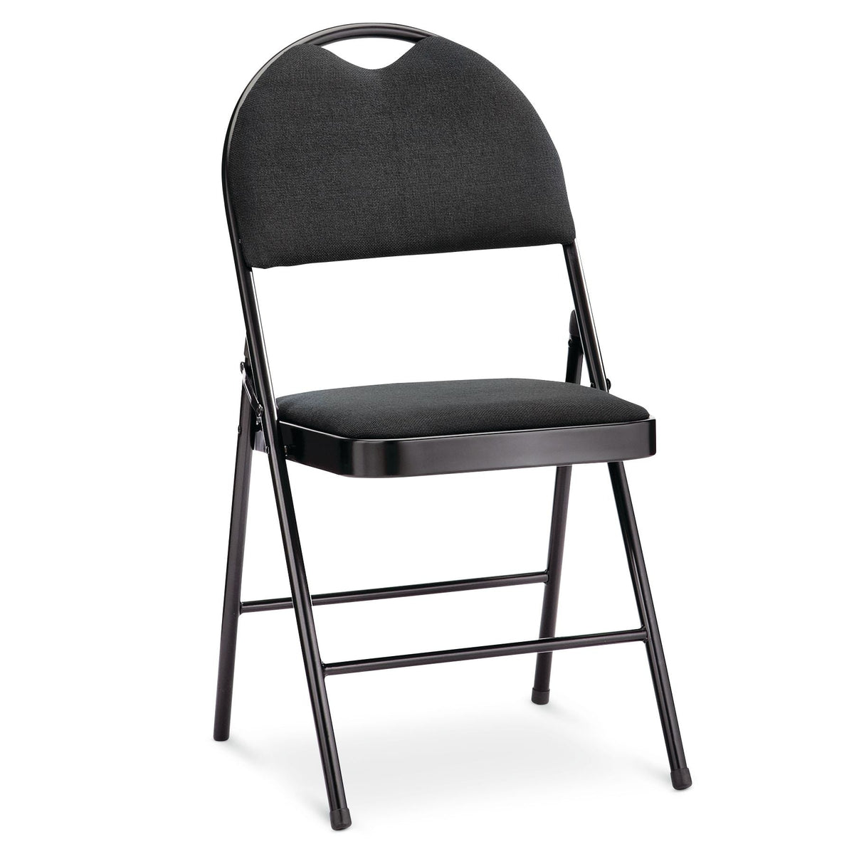 Portable High-Back Upholstered & Padded Metal Folding Chair, Black