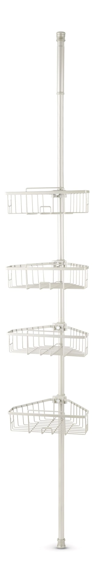 Rust-Resistant Adjustable Basket Tension Pole Shower Caddy, Nickel, 108-in x 11-in x 9-in