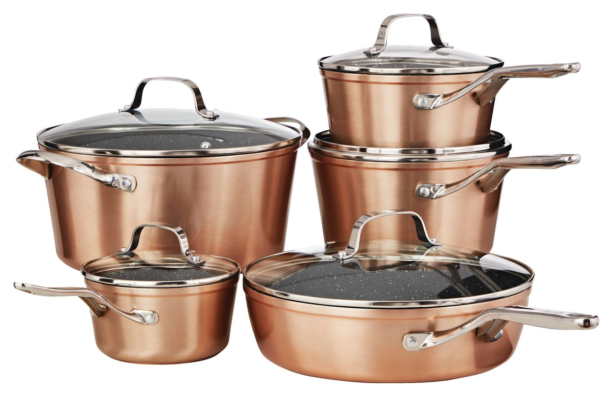 Heritage The Rock Non-Stick Cookware Set, Dishwasher & Oven Safe, Aluminum, 10-pc