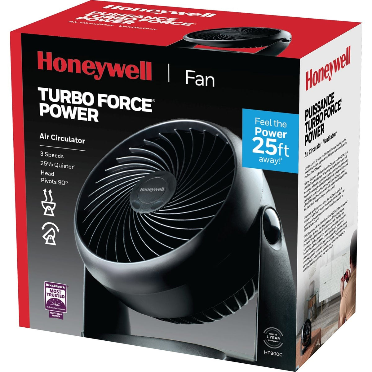 TurboForce Tilt-Head Portable Air Circulator Table/Desk Fan, 3-Speed, Black, 7-in