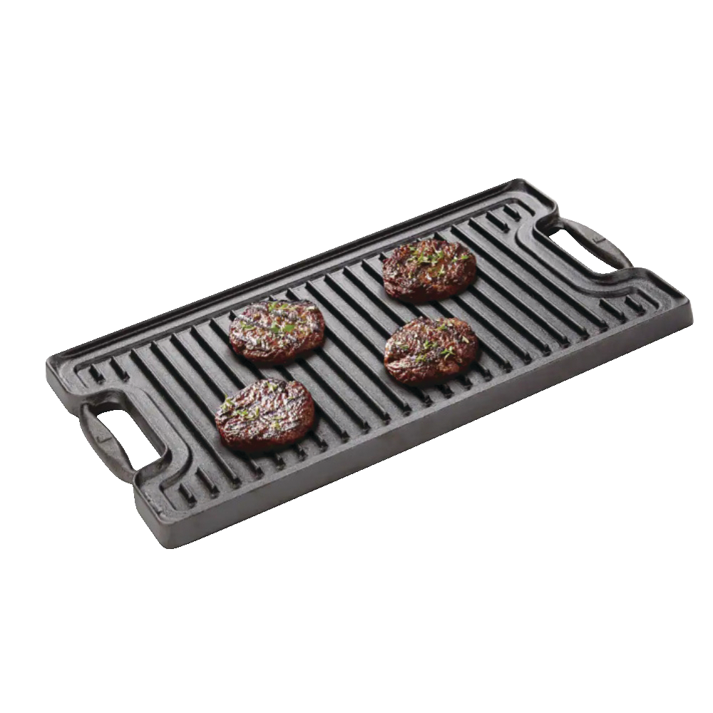 Pre-Seasoned Cast Iron Reversible Grill, Oven & BBQ Safe, Black, 20-in x 10-in