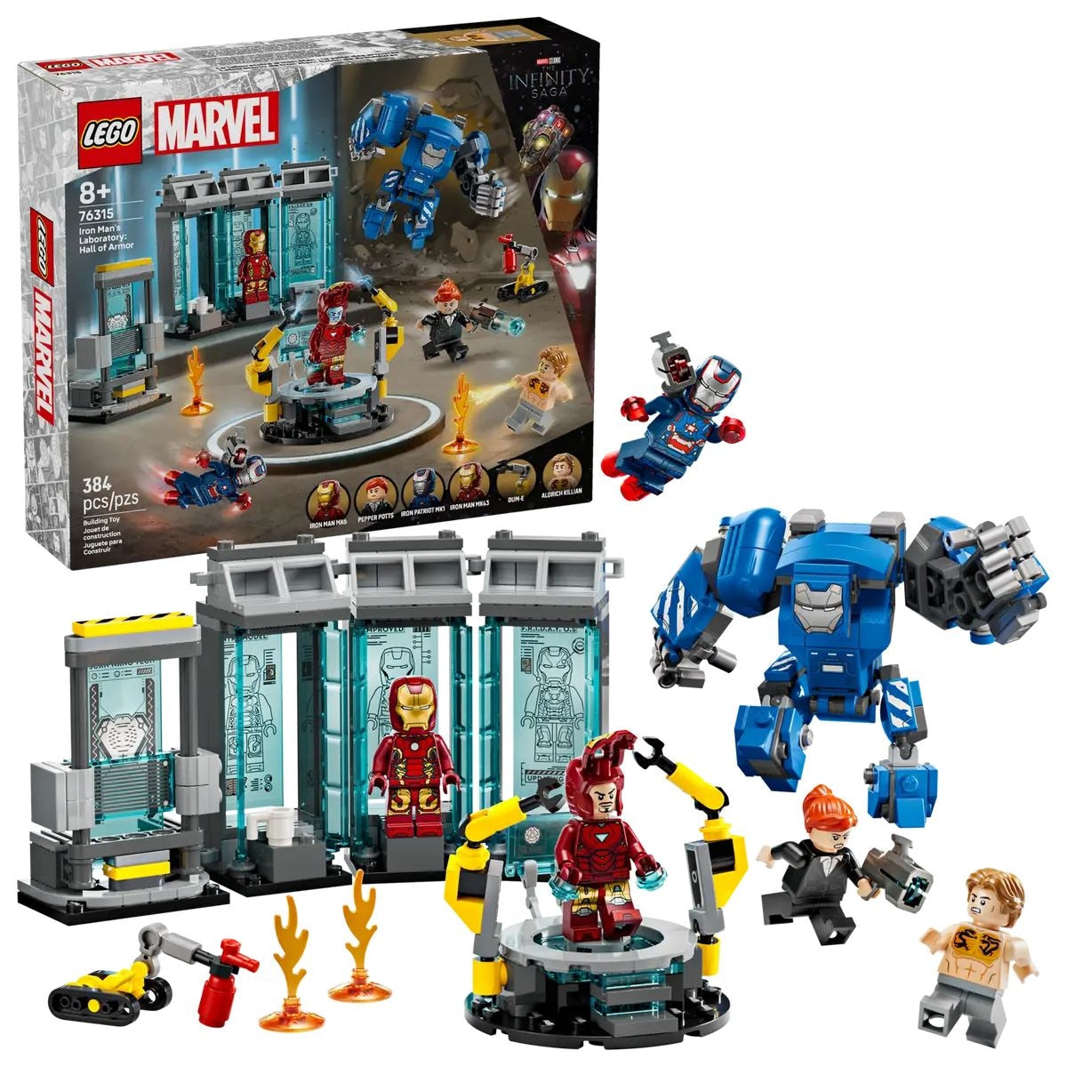 Marvel 76315 Iron Man's Laboratory: Hall of Armor, 384-pc