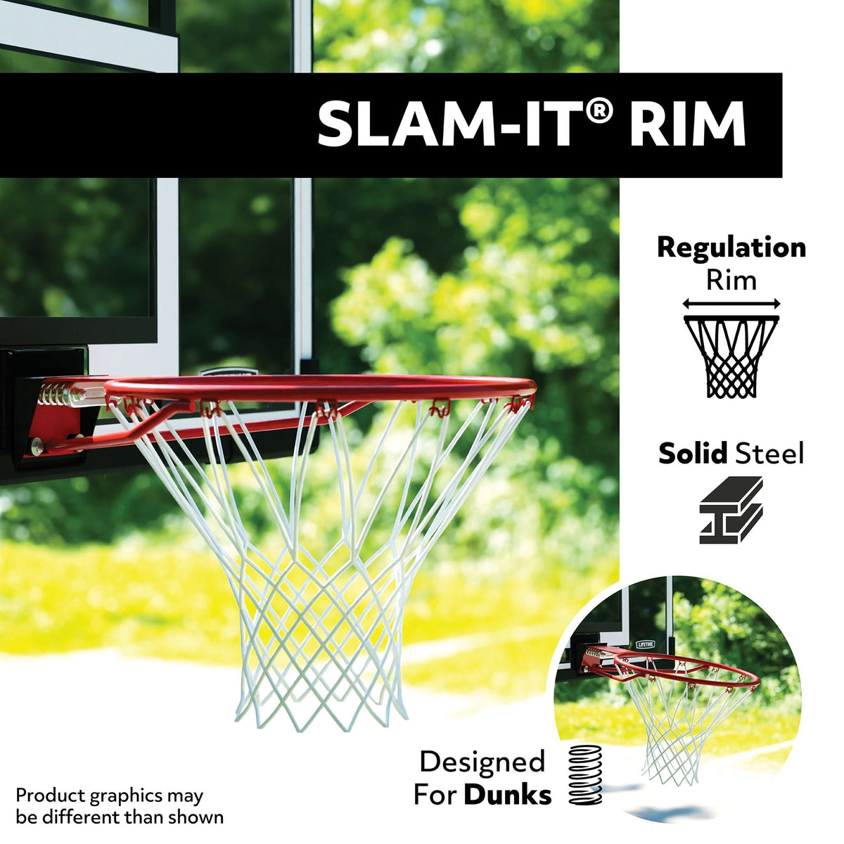 Lifetime Portable Adjustable Basketball Backboard, Hoop & Net System, 48-in