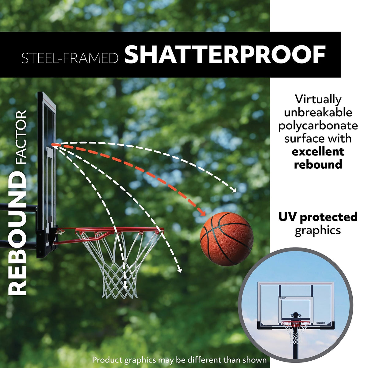 Lifetime Portable Adjustable Basketball Backboard, Hoop & Net System, 50-in