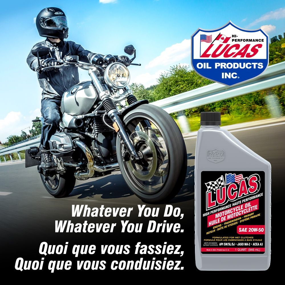 Lucas SAE 20W-50 High Performance Motorcycle Oil, 946-mL