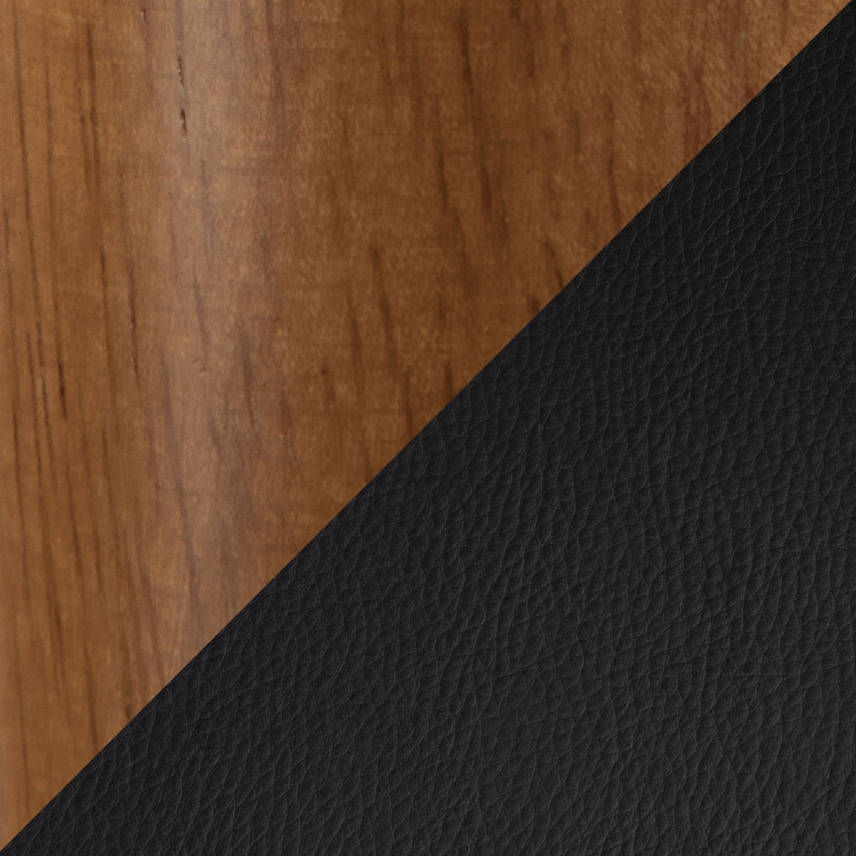 Saddle Wood & PU Leather Seat Counter/Bar Stools (2-Piece Set), Walnut/Black