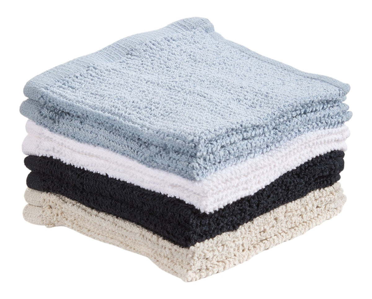 Bar Mop Dish Cloths, Black, Grey & Dusty Blue, 12-in, 8-pk