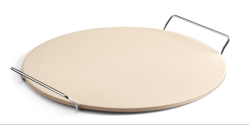Ceramic Round Pizza Stone & Serving Rack, 15-in