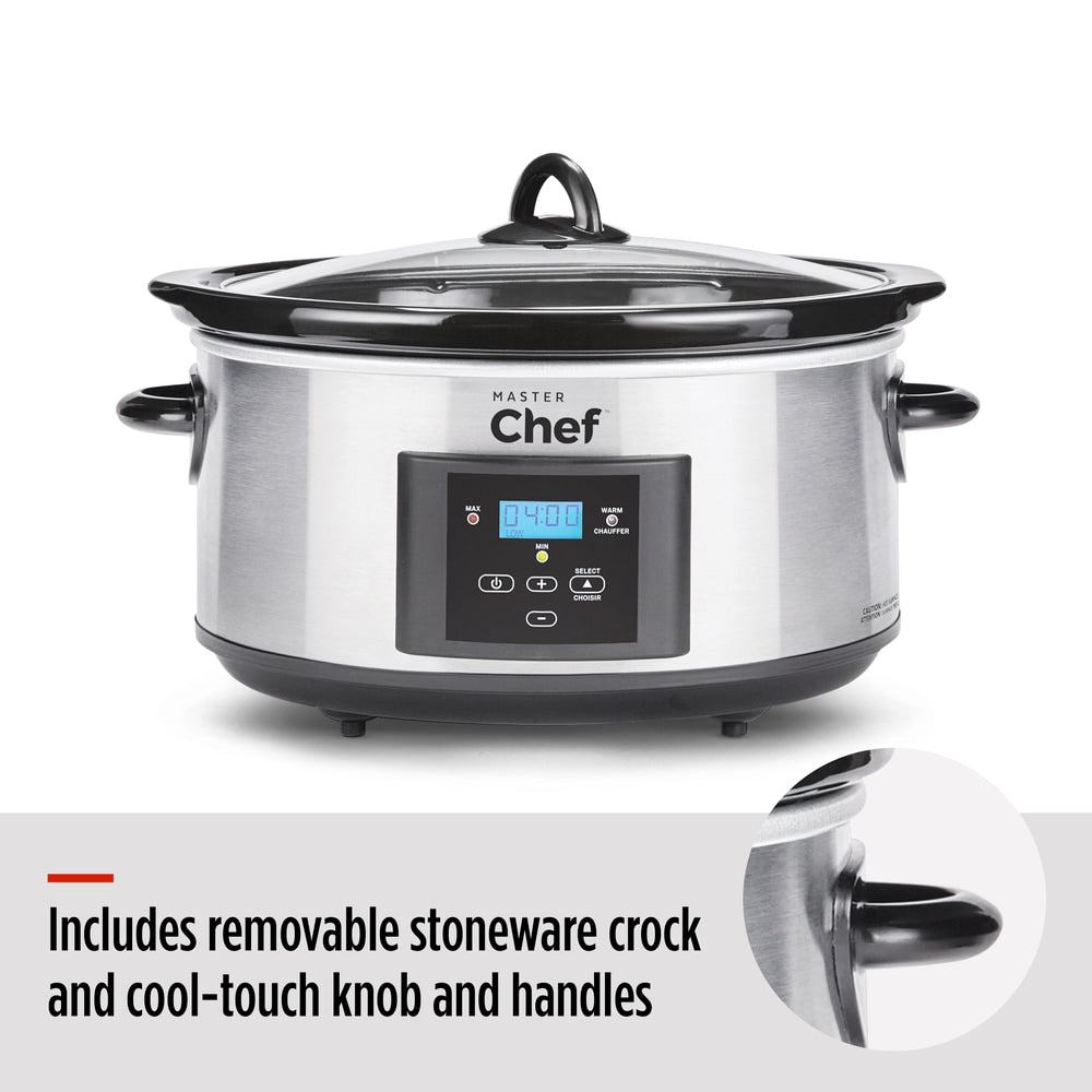 Digital Programmable Slow Cooker, Stainless Steel, 6qt