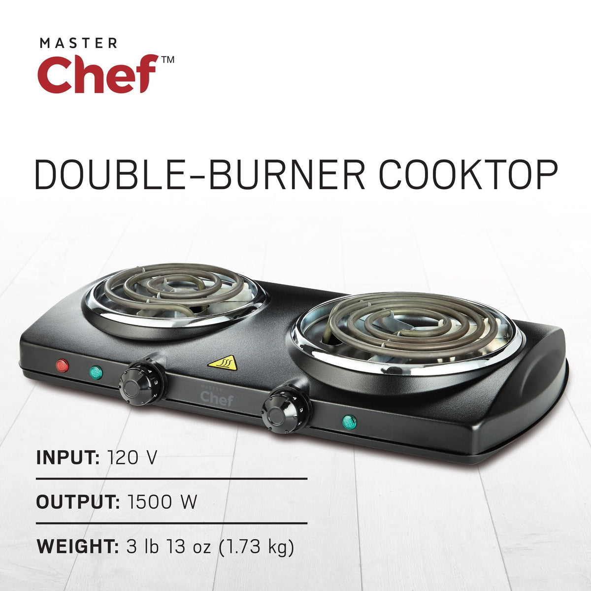 Double Burner Hot Plate, Black, 1500W