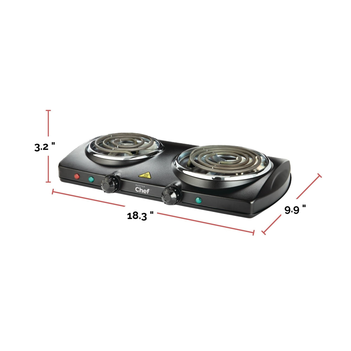 Double Burner Hot Plate, Black, 1500W